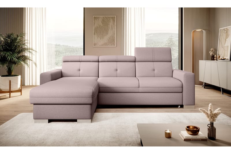 Sovesofa m. Divan Hazara med Oppbevaring 3-seter - Rosa - Møbler - Sofaer - Sovesofaer - Sovesofa divan