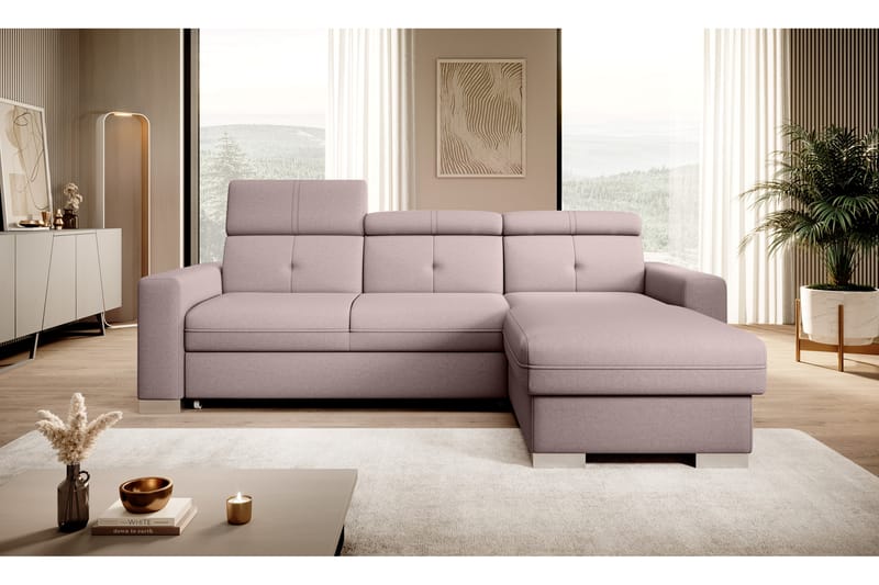 Sovesofa m. Divan Hazara med Oppbevaring 3-seter - Rosa - Møbler - Sofaer - Sovesofaer - Sovesofa divan