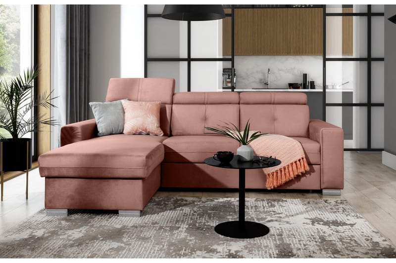 Sovesofa m. Divan Hazara med Oppbevaring 3-seter - Rosa - Møbler - Sofaer - Sovesofaer - Sovesofa divan