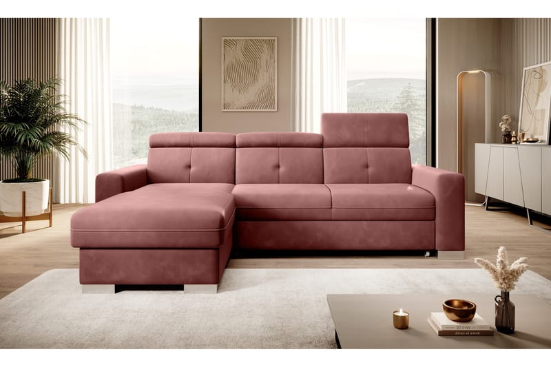 Sovesofa m. Divan Hazara med Oppbevaring 3-seter - Rosa - Møbler - Sofaer - Sovesofaer - Sovesofa divan