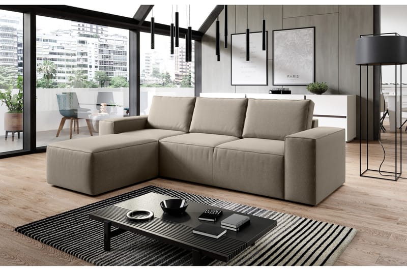 Sovesofa m. Divan Kandari med Oppbevaring - Beige - Møbler - Sofaer - Sovesofaer - Sovesofa divan