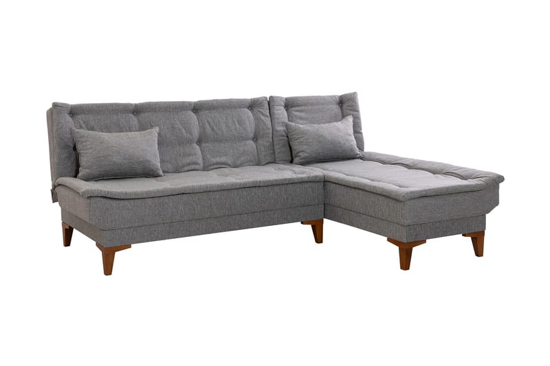 Sovesofa m. Divan Longburn 4-seters 107x205 - Grå - Møbler - Sofaer - Sovesofaer - Sovesofa divan