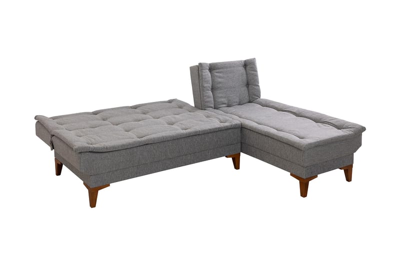 Sovesofa m. Divan Longburn 4-seters 107x205 - Grå - Møbler - Sofaer - Sovesofaer - Sovesofa divan