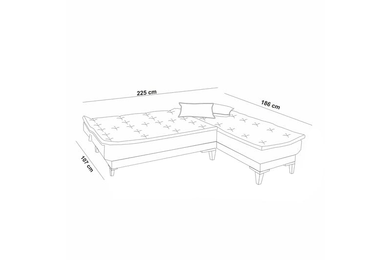 Sovesofa m. Divan Longburn 4-seters 107x205 - Grå - Møbler - Sofaer - Sovesofaer - Sovesofa divan