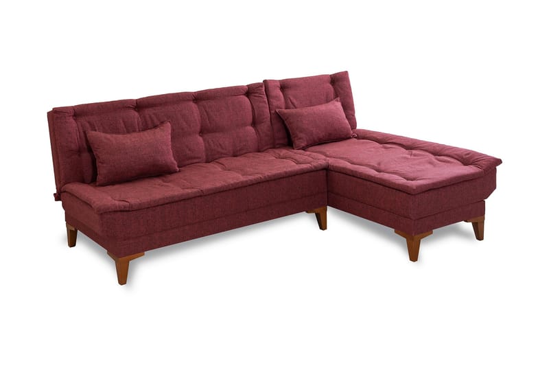 Sovesofa m. Divan Longburn 4-seters 107x205 - Rød - Møbler - Sofaer - Sovesofaer - Sovesofa divan