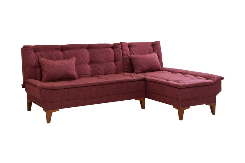 Sovesofa m. Divan Longburn 4-seters 107x205 - Rød - Møbler - Sofaer - Sovesofaer - Sovesofa divan