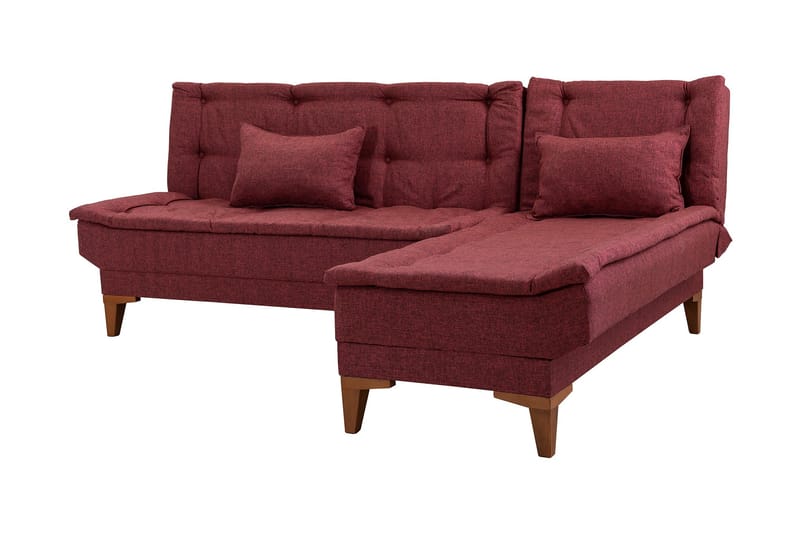 Sovesofa m. Divan Longburn 4-seters 107x205 - Rød - Møbler - Sofaer - Sovesofaer - Sovesofa divan