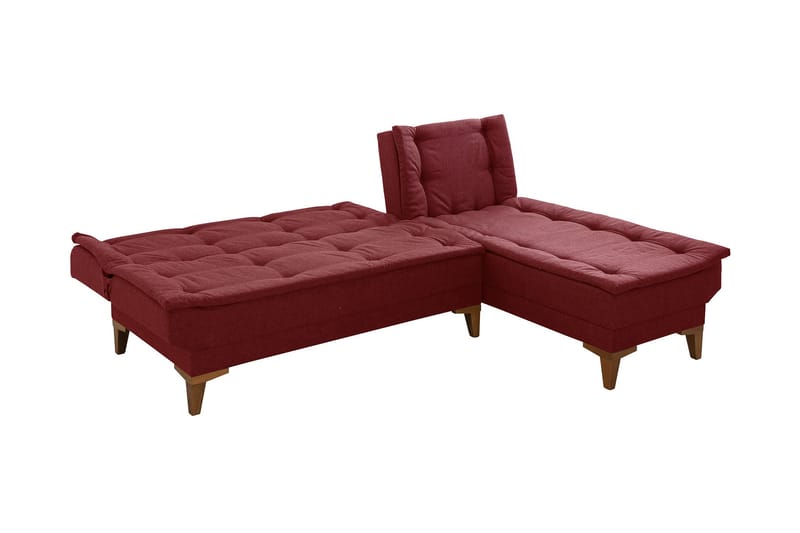 Sovesofa m. Divan Longburn 4-seters 107x205 - Rød - Møbler - Sofaer - Sovesofaer - Sovesofa divan