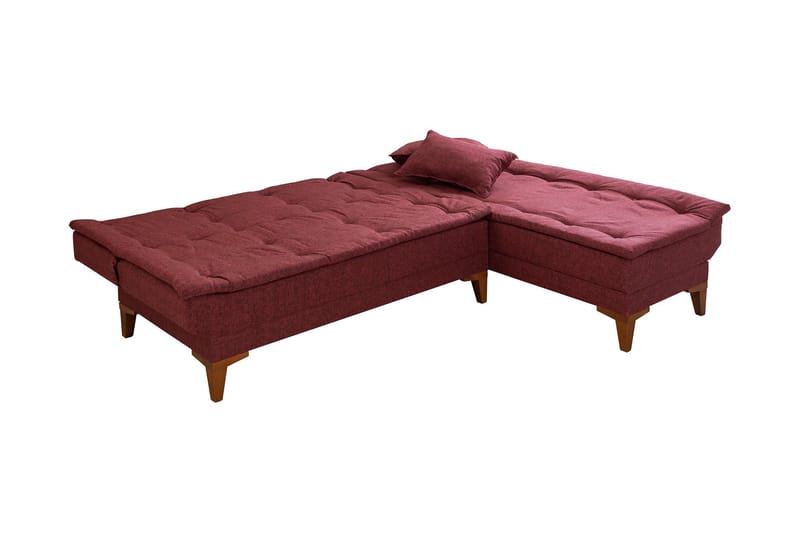 Sovesofa m. Divan Longburn 4-seters 107x205 - Rød - Møbler - Sofaer - Sovesofaer - Sovesofa divan