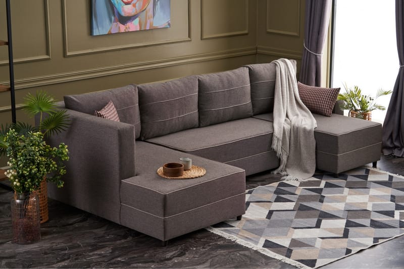 Sovesofa m. Divan Windwhistle 4-seters 200x150 - Brun - Møbler - Sofaer - Sovesofaer - Sovesofa divan