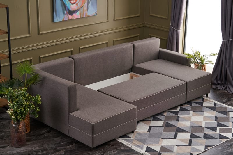 Sovesofa m. Divan Windwhistle 4-seters 200x150 - Brun - Møbler - Sofaer - Sovesofaer - Sovesofa divan