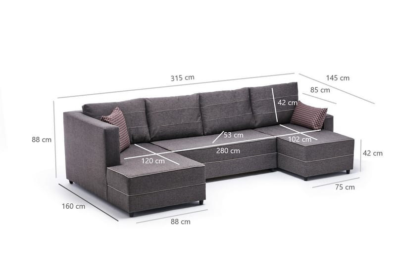 Sovesofa m. Divan Windwhistle 4-seters 200x150 - Brun - Møbler - Sofaer - Sovesofaer - Sovesofa divan