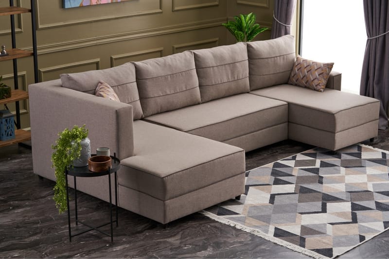 Sovesofa m. Divan Windwhistle 4-seters 200x150 - Krem - Møbler - Sofaer - Sovesofaer - Sovesofa divan