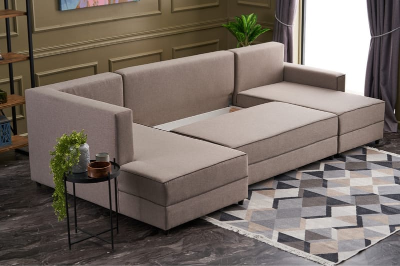 Sovesofa m. Divan Windwhistle 4-seters 200x150 - Krem - Møbler - Sofaer - Sovesofaer - Sovesofa divan