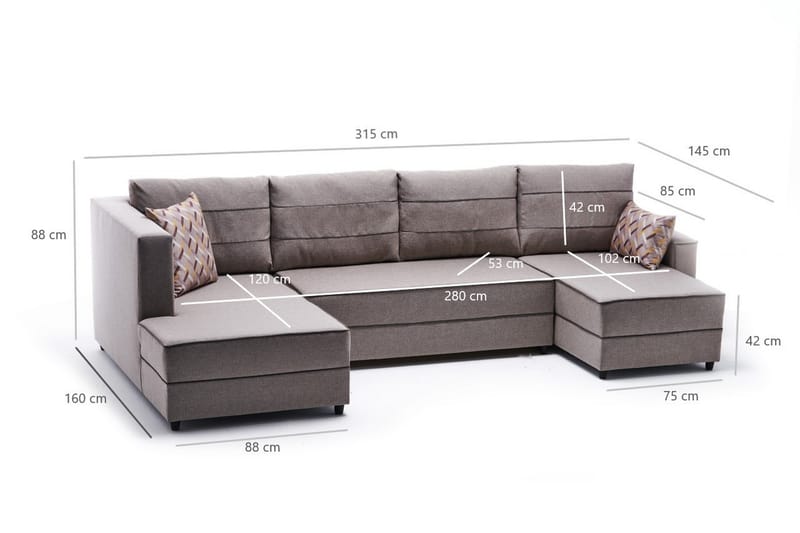 Sovesofa m. Divan Windwhistle 4-seters 200x150 - Krem - Møbler - Sofaer - Sovesofaer - Sovesofa divan