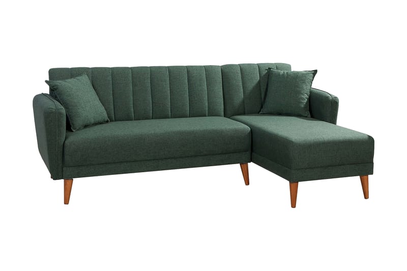 Sovesofa med Divan Banize Høyre - Mørk grønn / Natur - Møbler - Sofaer - Sovesofaer - Sovesofa divan