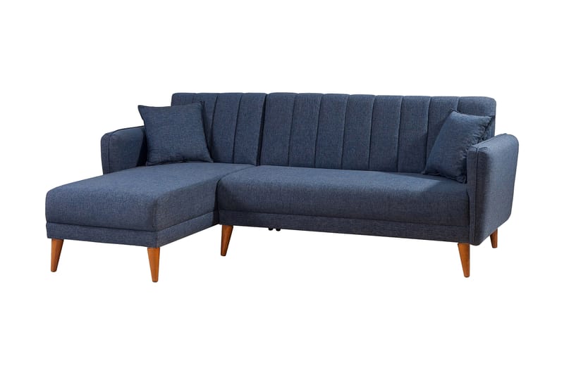 Sovesofa med Divan Banize Left - Mørkeblå/Natur - Møbler - Sofaer - Sovesofaer - Sovesofa divan