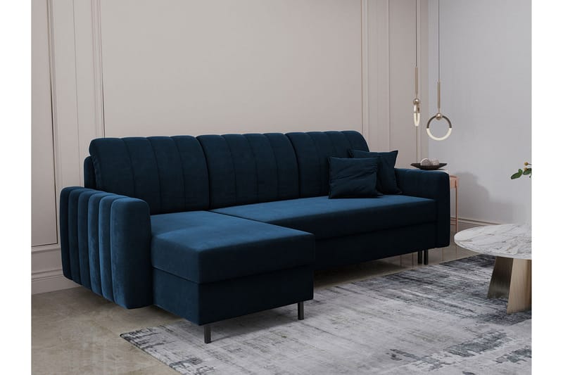 Sovesofa med divan - Blå - Møbler - Sofaer - Sovesofaer - Sovesofa divan