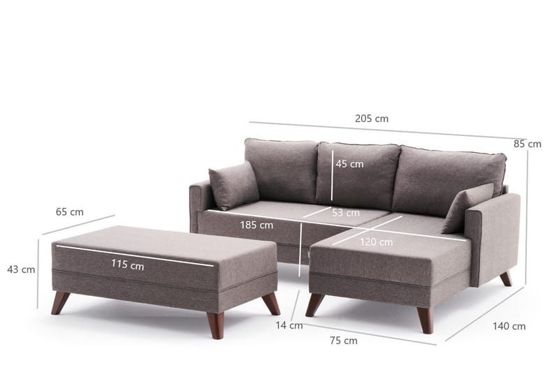 Sovesofa med Divan Burundi Mini Høyre - Brun - Møbler - Sofaer - Sovesofaer - Sovesofa divan