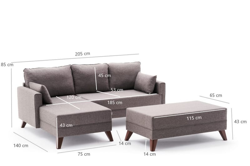 Sovesofa med Divan Burundi Mini Venstre - Brun - Møbler - Sofaer - Sovesofaer - Sovesofa divan