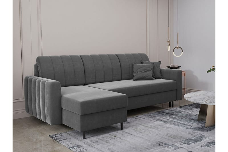 Sovesofa med divan - Grå - Møbler - Sofaer - Sovesofaer - Sovesofa divan