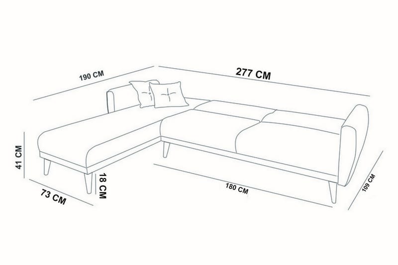 Sovesofa Tufford med Divan Høyre - Grå - Møbler - Sofaer - Sovesofaer - Sovesofa divan