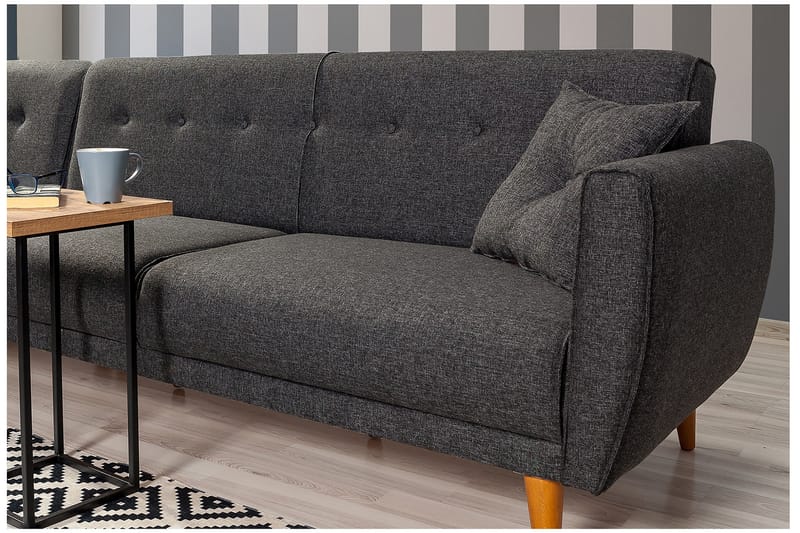 Sovesofa Tufford med Divan Veggenhet - Grå - Møbler - Sofaer - Sovesofaer - Sovesofa divan