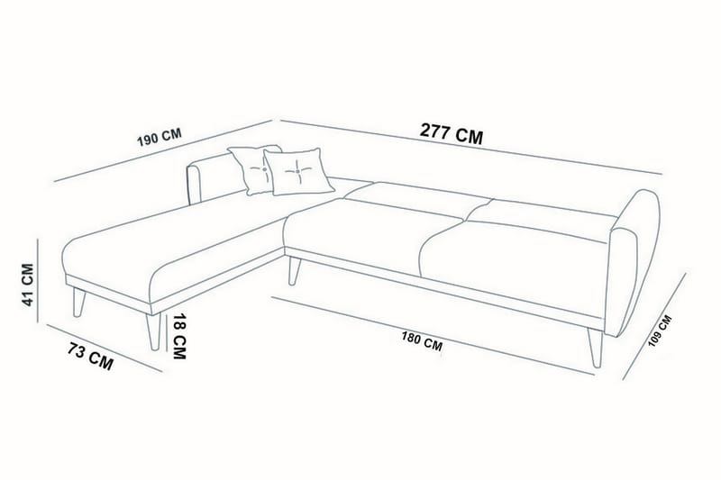 Sovesofa Tufford med Divan Veggenhet - Grå - Møbler - Sofaer - Sovesofaer - Sovesofa divan