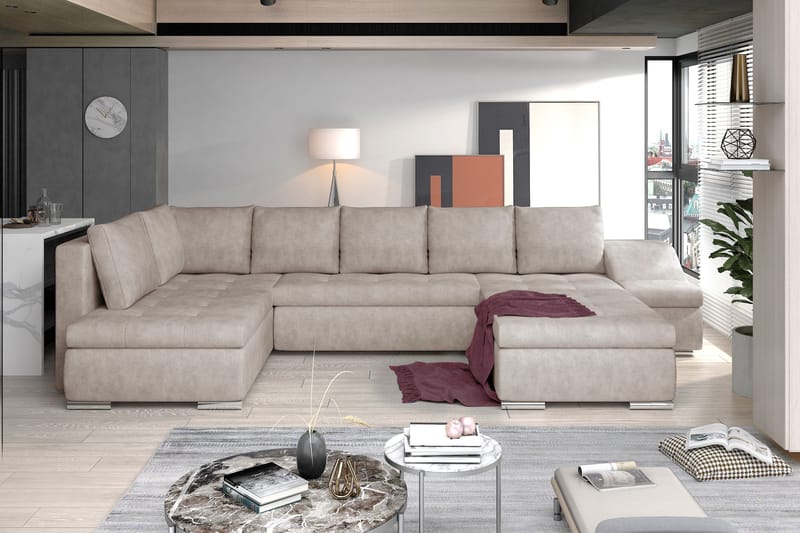 U-Sovesofa Bouchard Høyre - Beige - Møbler - Sofaer - Sovesofaer - Sovesofa divan