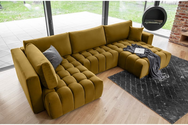 U-sovesofa Robstown Divan Høyre - Svart - Møbler - Sofaer - Sovesofaer - Sovesofa divan