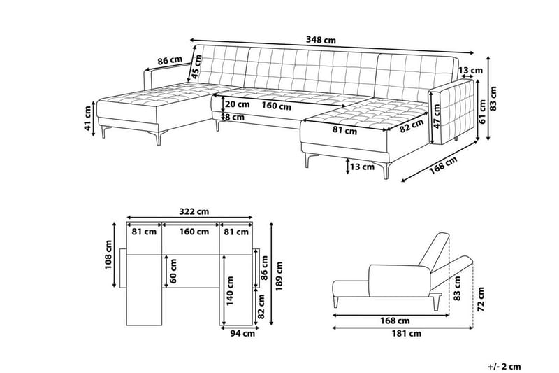 Sovesofa Westerleigh med Divan - Hvit - Møbler - Sofaer - Sovesofaer - U sovesofa