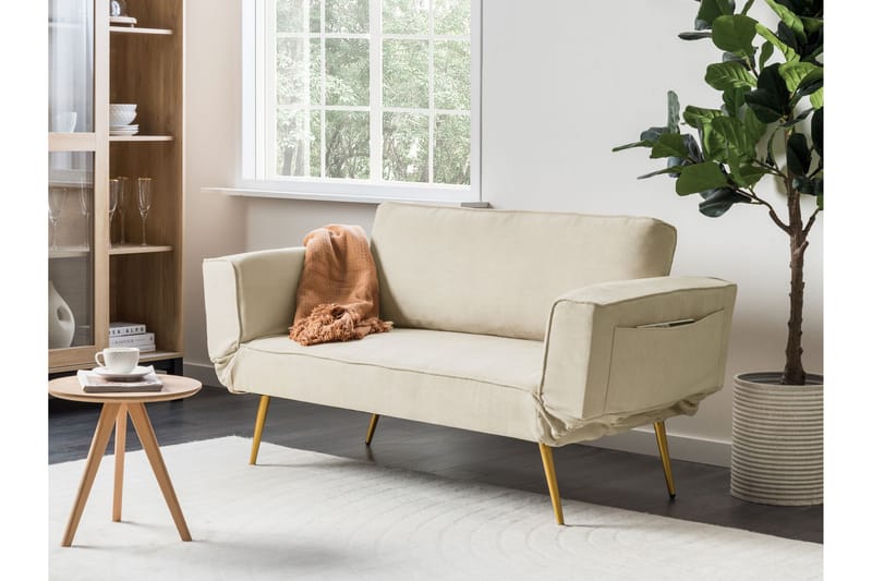 Touya Sovesofa 2-seter - Beige/Gull - Møbler - Sofaer - Sovesofaer - 2 seters sovesofa