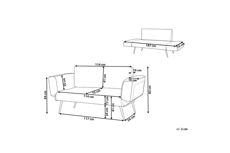 Touya Sovesofa 2-seter - Gull/Hvit - Møbler - Sofaer - Sovesofaer - 2 seters sovesofa