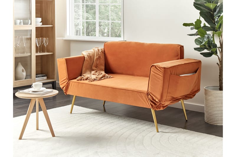 Touya Sovesofa 2-seter - Gull/Oransje - Møbler - Sofaer - Sovesofaer - 2 seters sovesofa