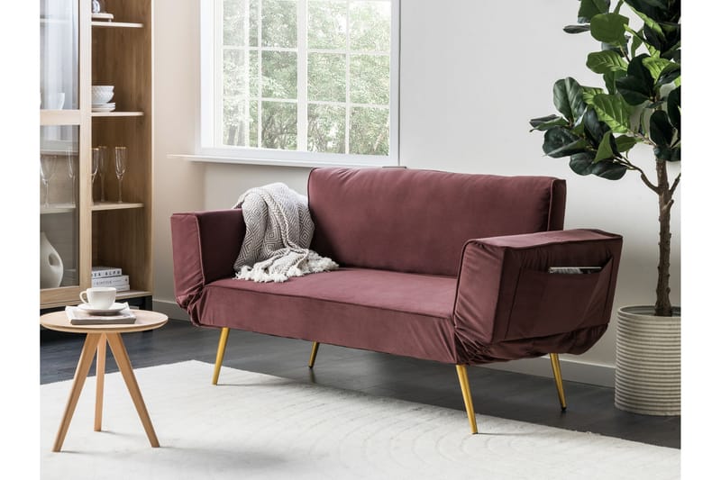 Touya Sovesofa 2-seter - Gull/Rosa - Møbler - Sofaer - Sovesofaer - 2 seters sovesofa