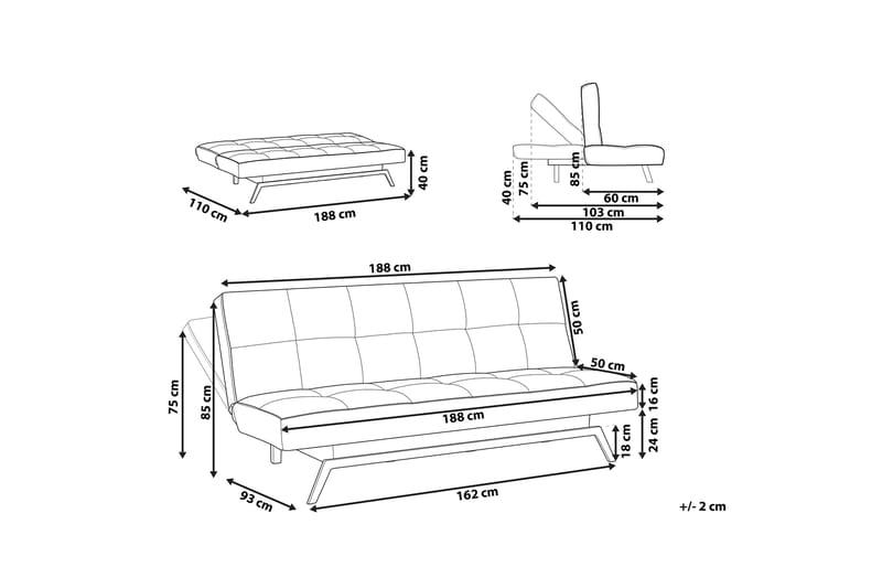 Tripta Sovesofa 3-seter - Svart/Grønn - Møbler - Sofaer - Sovesofaer - 3 seters sovesofa