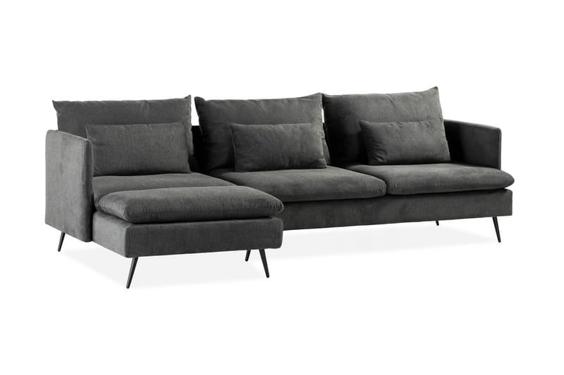 Svartvik Sjeselong Sofa Vendbar Fløyel Grå - Grå - Møbler - Sofaer - Sofaer med sjeselong - 3 seters sofa med divan