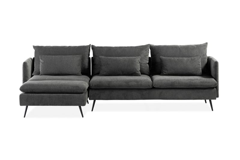 Svartvik Sjeselong Sofa Vendbar Fløyel Grå - Grå - Møbler - Sofaer - Sofaer med sjeselong - 3 seters sofa med divan