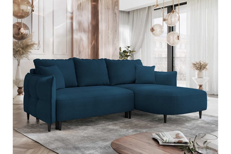 Sycylia Sofa med Divan 3-seter - Blå - Møbler - Sofaer - Sofaer med sjeselong - 3 seters sofa med divan