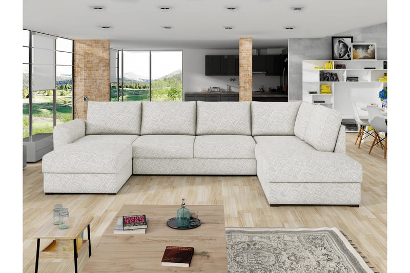 Taberk Sofa med Sjeselong og Divan 4-seter - Beige - Møbler - Sofaer - Sofaer med sjeselong - 4 seters sofa med divan