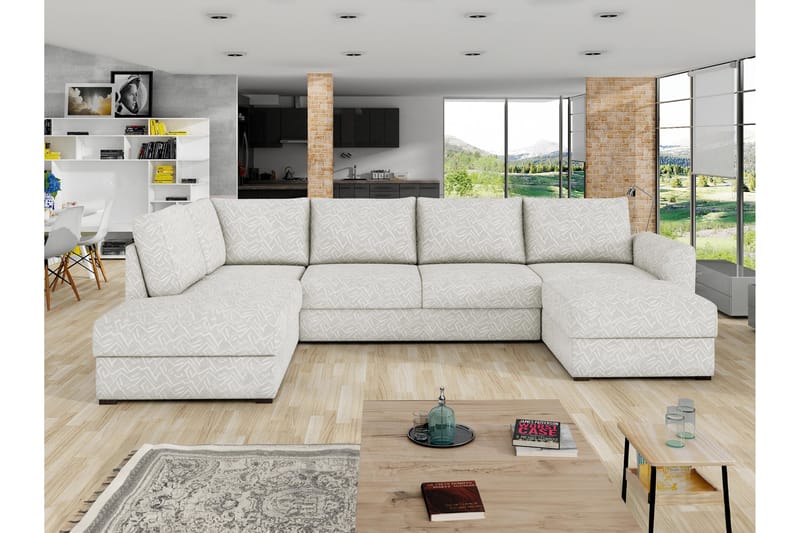 Taberk Sofa med Sjeselong og Divan 4-seter - Beige - Møbler - Sofaer - Sofaer med sjeselong - 4 seters sofa med divan