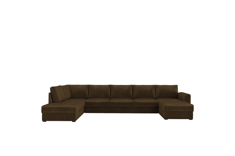 Taberk Sofa med Sjeselong og Divan 5-seter - Brun - Møbler - Sofaer - U-sofa