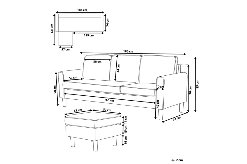 Traun Sofa 3-seter - Beige/Svart - Møbler - Sofaer - 3 seter sofa