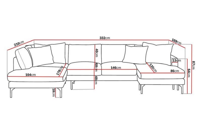 5-seters U-Sofa Armunia - Beige - Møbler - Sofaer - U-sofa