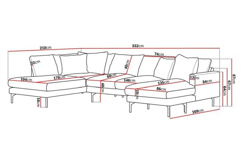 5-seters U-Sofa Armunia - Mørkegrå - Møbler - Sofaer - U-sofa