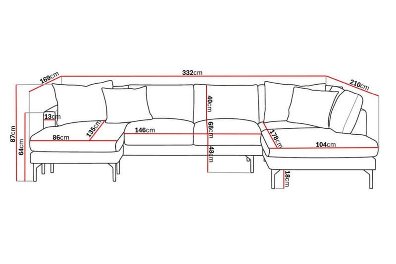 5-seters U-Sofa Menard - Beige - Møbler - Sofaer - U-sofa