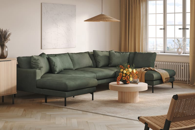 5-seters U-Sofa Menard - Grønn - Møbler - Sofaer - U-sofa