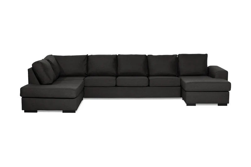 Ocean 5-seters Venstrevendt U-formet Large Sofa med Divan og Sjeselong i Stoff, Svart