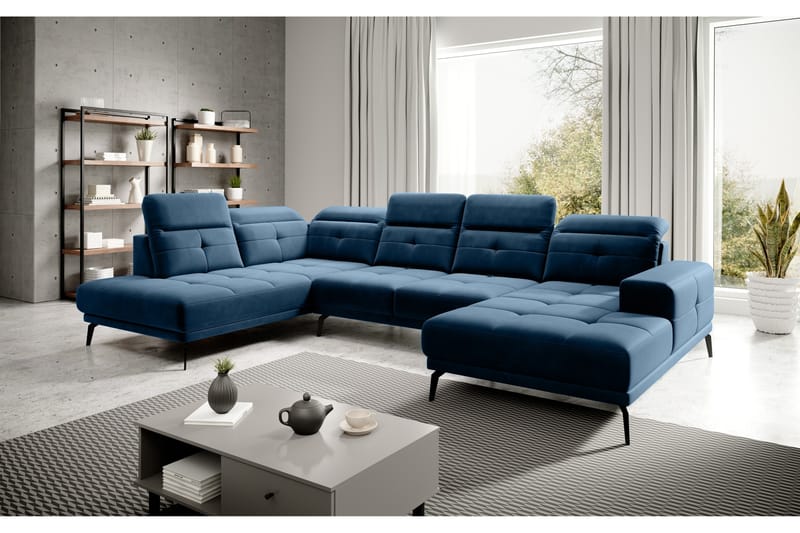 Sofa m. Divan og Sjeselong Hago - Blå - Møbler - Sofaer - U-sofa