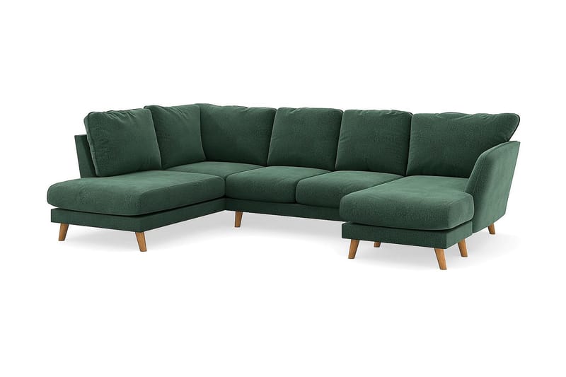 U-Sofa Colt Lyx med Divan Høyre - Grønn Fløyel - Møbler - Sofaer - U-sofa